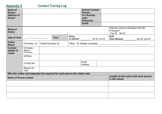 Appendix 5 - Contact Tracing Log