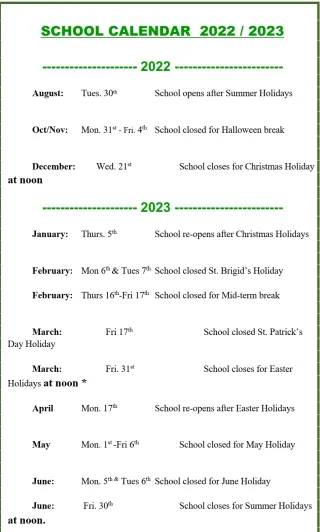 school calendar 