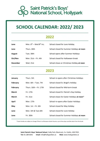 school calendar 