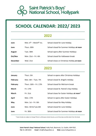 school calendar